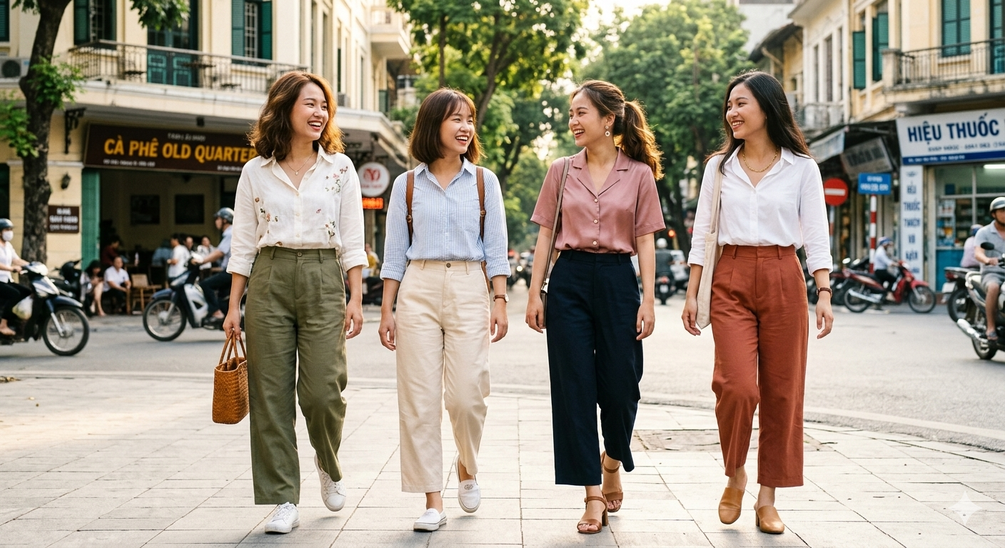 Gợi ý 4 cách phối áo sơ mi và quần ống rộng theo phong cách trẻ trung, thanh lịch